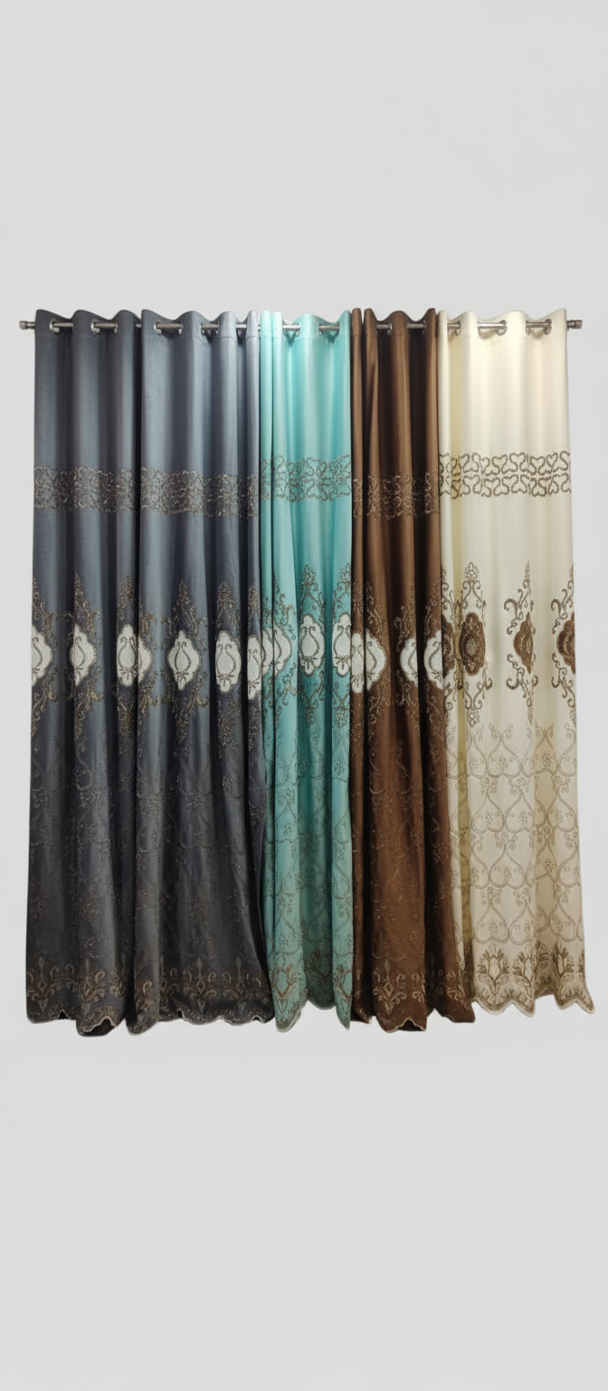 Multicolour Embroidered Curtain Set