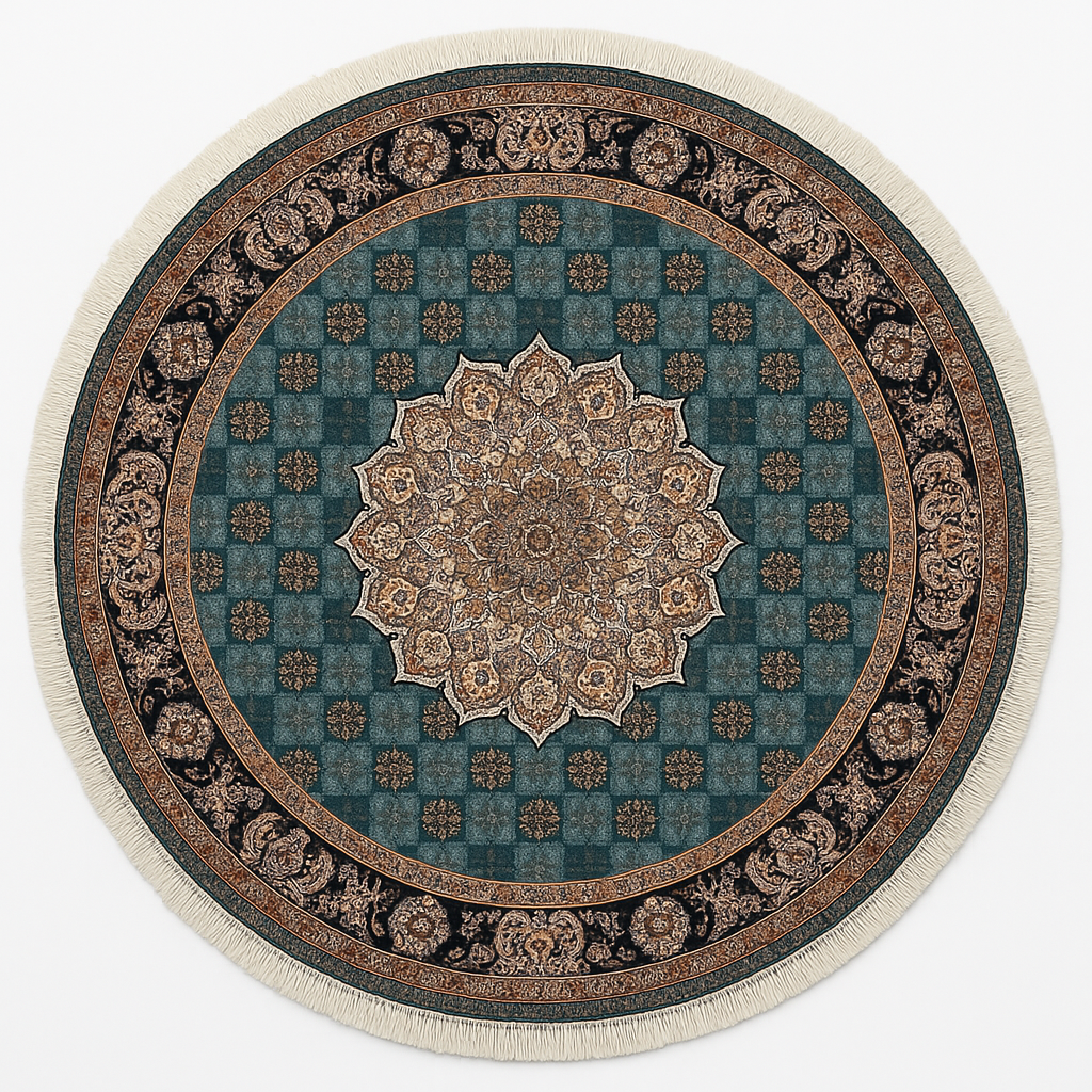 Elegant Round Carpet with Classic Motifs